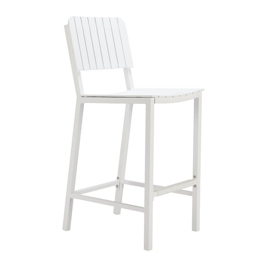Banco Alto para Terraza y Barra Exterior - ZUO KAYU - Blanco - Asiento y Estructura en Aluminio con Recubrimiento en Polvo - 704149 - Zuo - NOGAL BEAT - Banco de Terraza