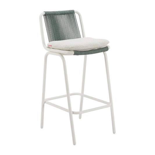 Banco Alto para Terraza y Barra Exterior - ZUO LUFT - Varios Colores - Asiento y Respaldo Tapizados con Tela para Exterior - 704140 - Zuo - NOGAL BEAT - Banco de Terraza