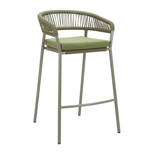 Banco Alto para Terraza y Roof Garden - ZUO SKYE - Varios Colores - Asiento y Respaldo Tapizados con Tela para Exterior - 704165 - Zuo - NOGAL BEAT - Banco de Terraza