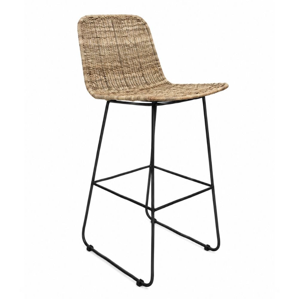 Banco Bar para Interior - NOGAL BEAT UKRAINE - Natural - Hierro y Rattan Slimit - BANCO BAR UKRAINE 73-100 Natural - CAMCO - NOGAL BEAT - Banco Comercial