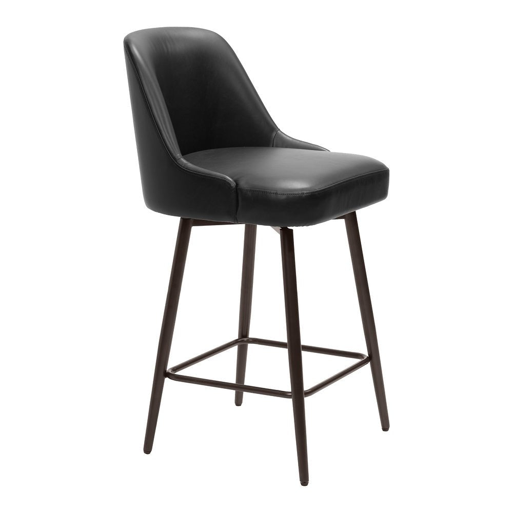 Banco Mostrador para Bar y Barra - ZUO KEPPEL - Varios Colores - Asiento y Respaldo Tapizados en Piel Sintética - 109973 - Zuo - NOGAL BEAT - Banco Comercial