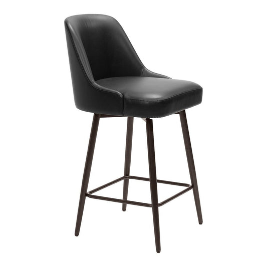 Banco Mostrador para Bar y Barra - ZUO KEPPEL - Varios Colores - Asiento y Respaldo Tapizados en Piel Sintética - 109973 - Zuo - NOGAL BEAT - Banco Comercial