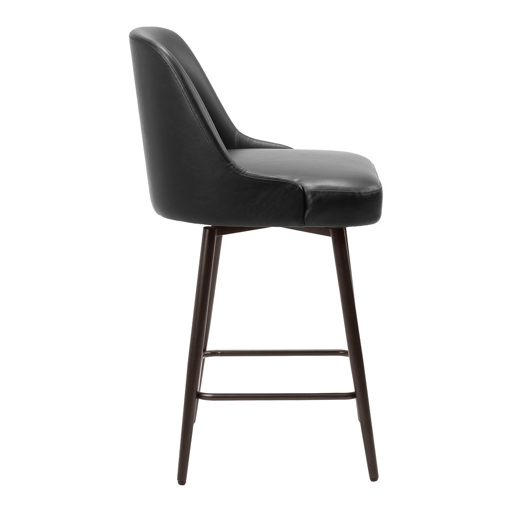 Banco Mostrador para Bar y Barra - ZUO KEPPEL - Varios Colores - Asiento y Respaldo Tapizados en Piel Sintética - 109973 - Zuo - NOGAL BEAT - Banco Comercial