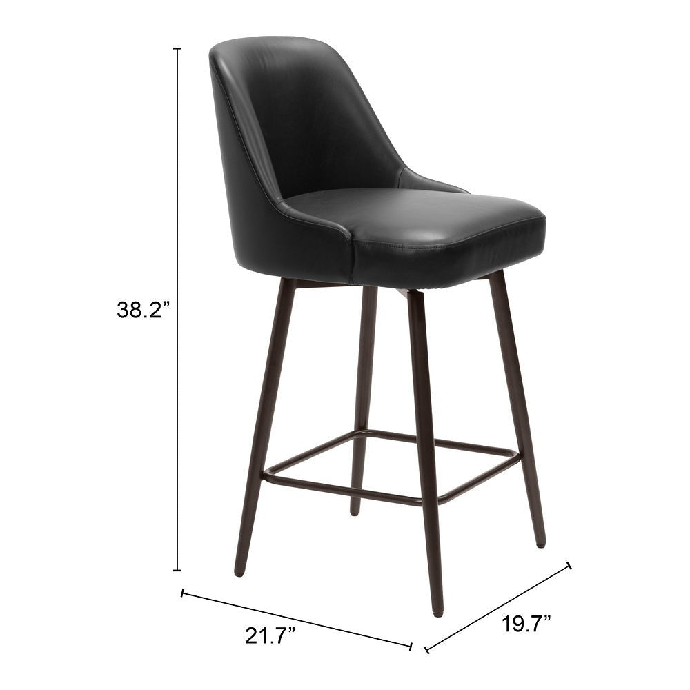 Banco Mostrador para Bar y Barra - ZUO KEPPEL - Varios Colores - Asiento y Respaldo Tapizados en Piel Sintética - 109973 - Zuo - NOGAL BEAT - Banco Comercial