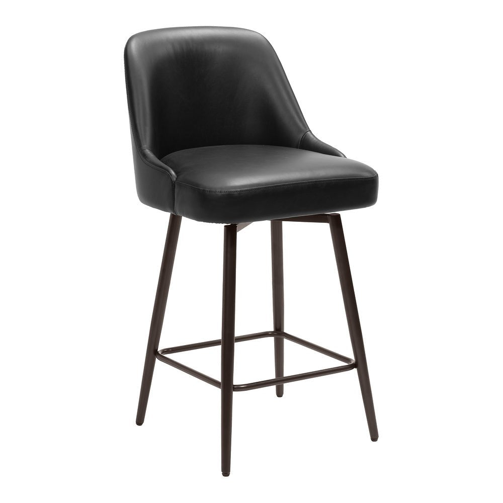 Banco Mostrador para Bar y Barra - ZUO KEPPEL - Varios Colores - Asiento y Respaldo Tapizados en Piel Sintética - 109973 - Zuo - NOGAL BEAT - Banco Comercial