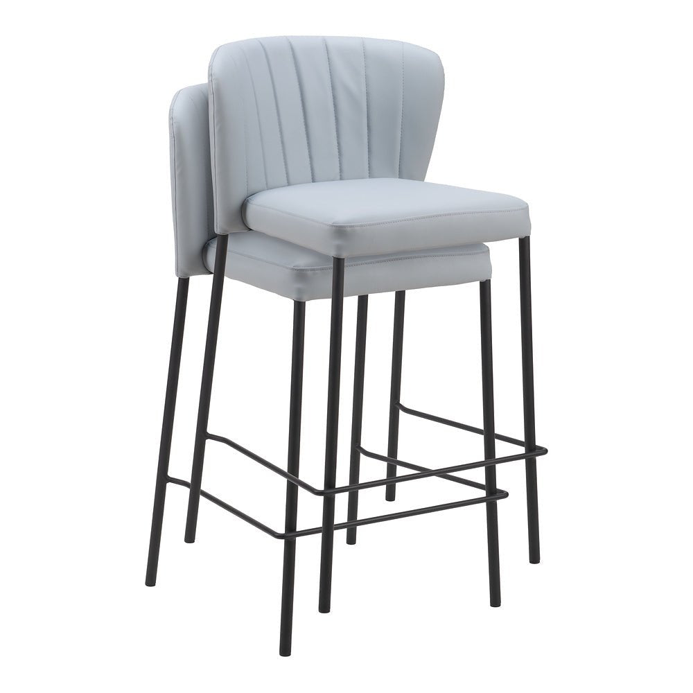 Banco Mostrador para Bar y Barra - ZUO LINZ - Varios Colores - Asiento y Respaldo Tapizados en Piel Sintética - 109781 - Zuo - NOGAL BEAT - Banco Comercial