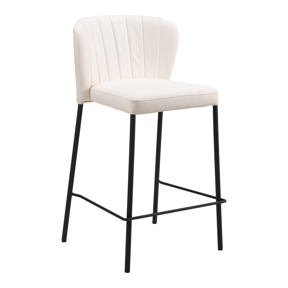 Banco Mostrador para Bar y Barra - ZUO LINZ - Varios Colores - Asiento y Respaldo Tapizados en Piel Sintética - 109780 - Zuo - NOGAL BEAT - Banco Comercial