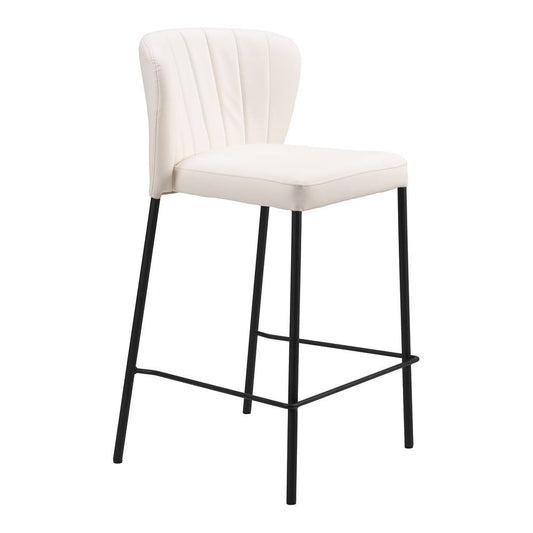 Banco Mostrador para Bar y Barra - ZUO LINZ - Varios Colores - Asiento y Respaldo Tapizados en Piel Sintética - 109780 - Zuo - NOGAL BEAT - Banco Comercial