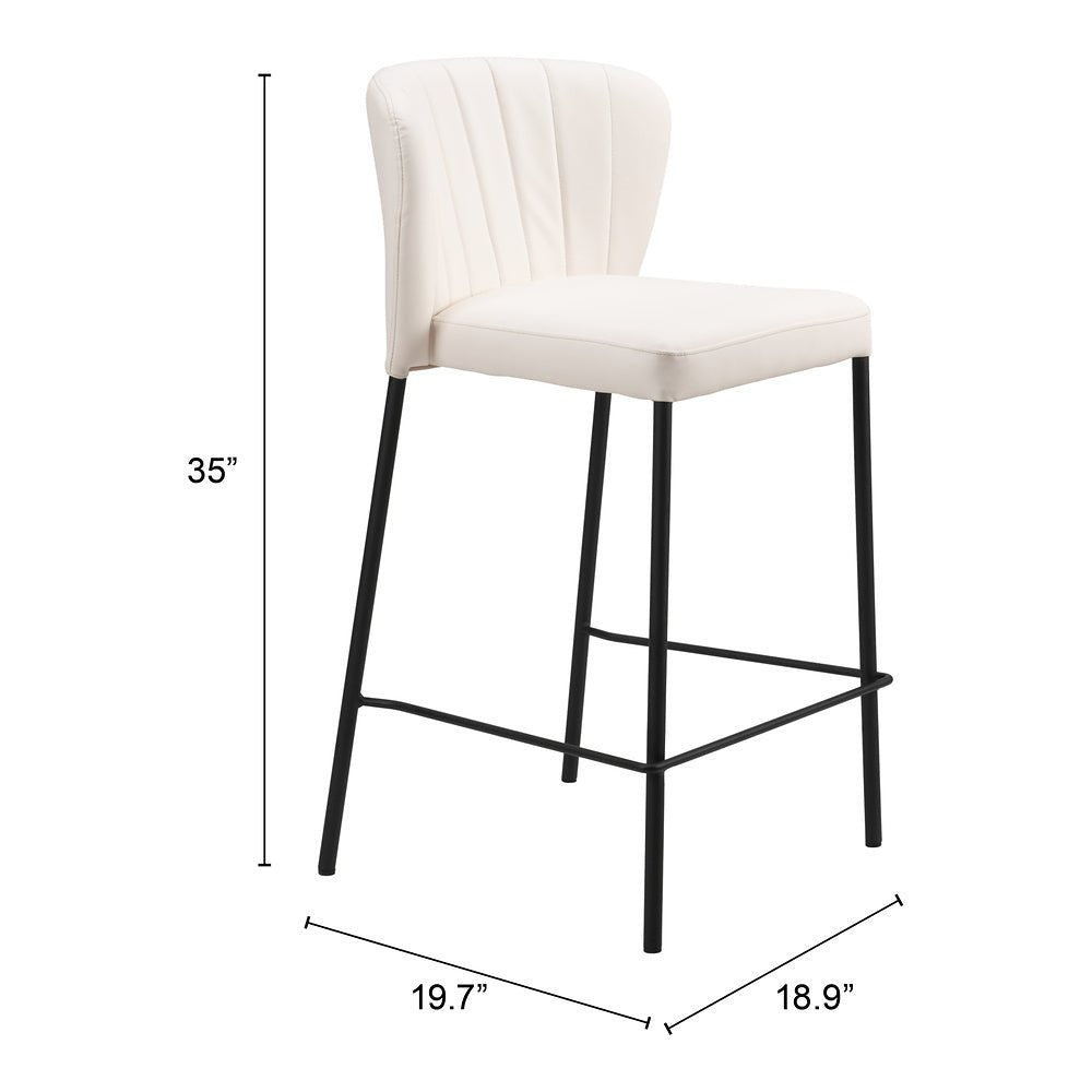 Banco Mostrador para Bar y Barra - ZUO LINZ - Varios Colores - Asiento y Respaldo Tapizados en Piel Sintética - 109780 - Zuo - NOGAL BEAT - Banco Comercial
