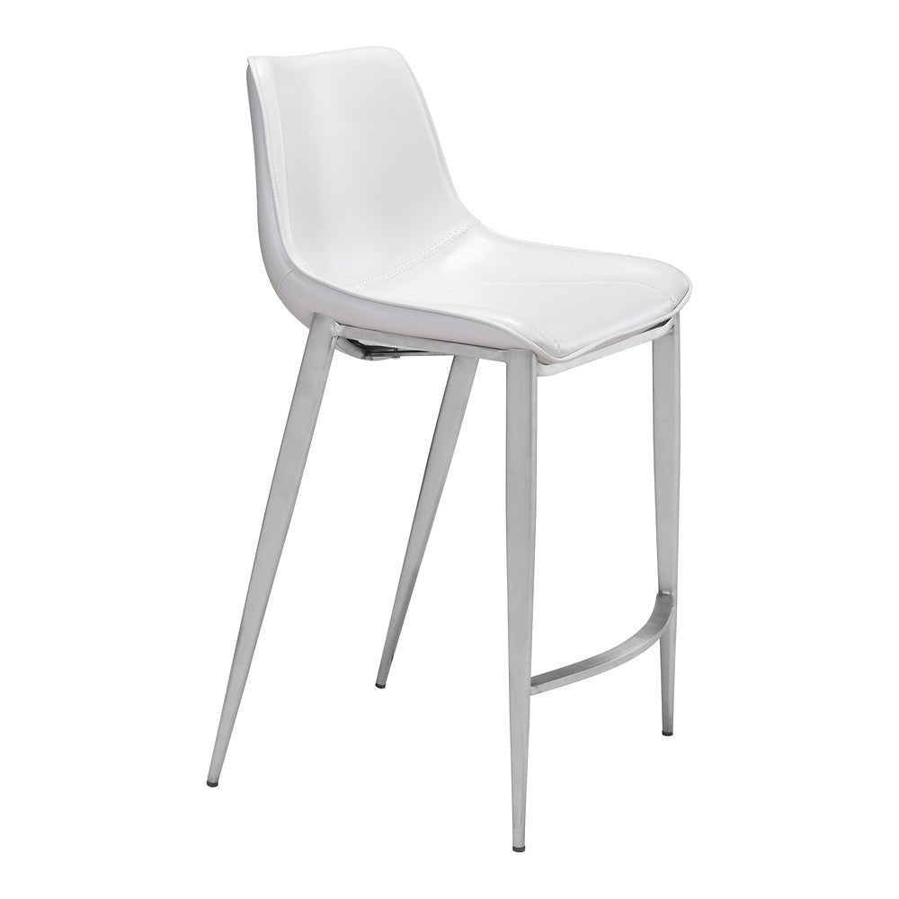 Banco Mostrador para Bar y Barra - ZUO MAGNUS 53x55 101408 - Varios Colores - Asiento y Respaldo Tapizados en Piel Sintética - 101408 - Zuo - NOGAL BEAT - Banco Comercial