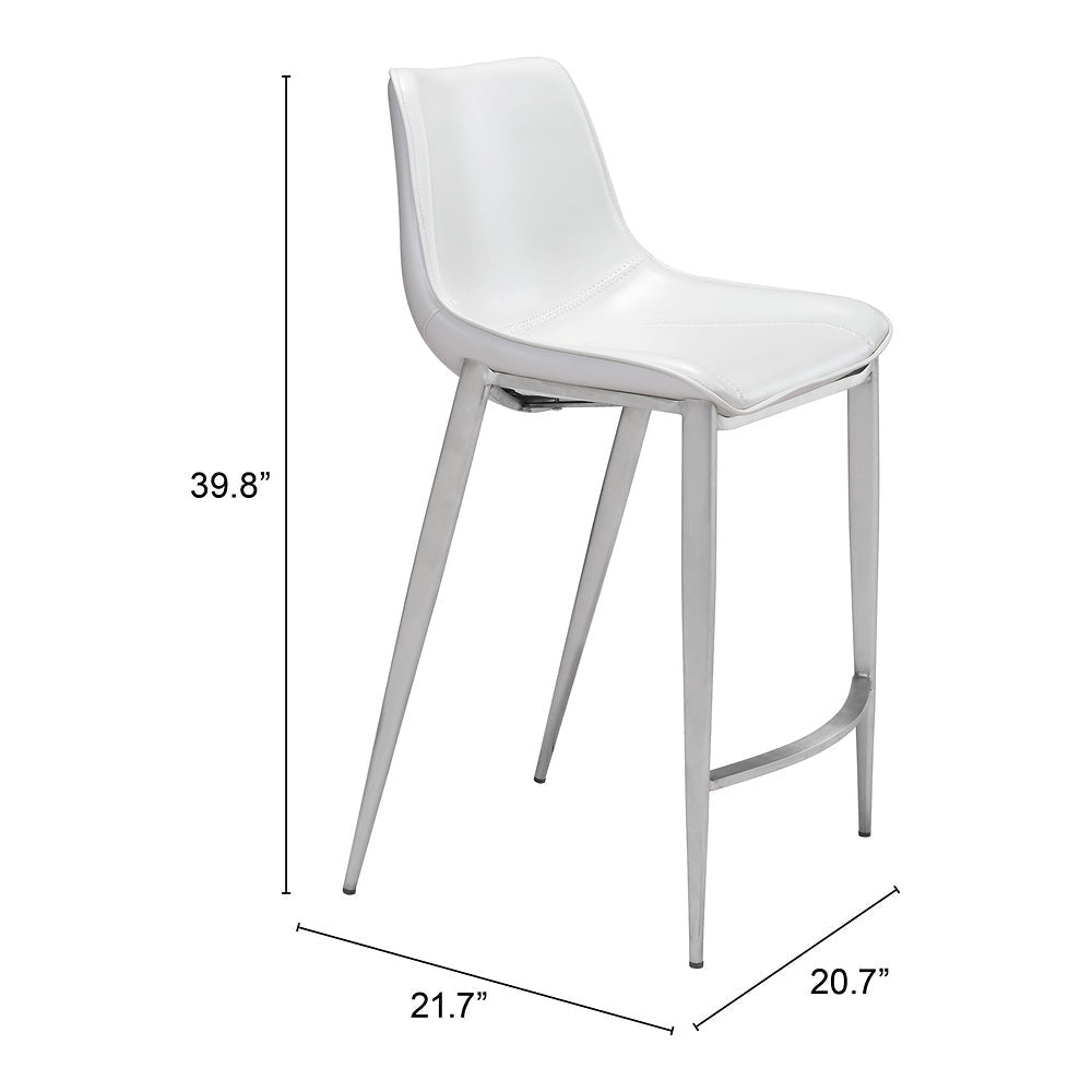 Banco Mostrador para Bar y Barra - ZUO MAGNUS 53x55 101408 - Varios Colores - Asiento y Respaldo Tapizados en Piel Sintética - 101408 - Zuo - NOGAL BEAT - Banco Comercial