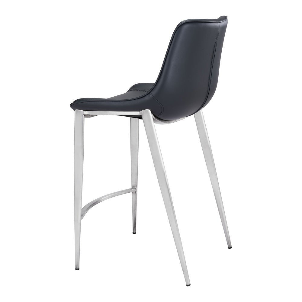 Banco Mostrador para Bar y Barra - ZUO MAGNUS 53x55 101409 - Varios Colores - Asiento y Respaldo Tapizados en Piel Sintética - 101409 - Zuo - NOGAL BEAT - Banco Comercial