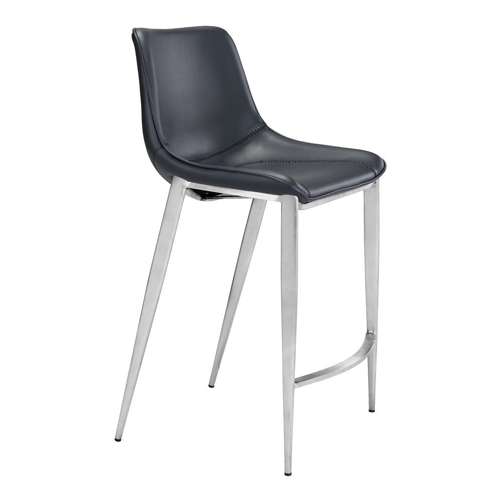 Banco Mostrador para Bar y Barra - ZUO MAGNUS 53x55 101409 - Varios Colores - Asiento y Respaldo Tapizados en Piel Sintética - 101409 - Zuo - NOGAL BEAT - Banco Comercial