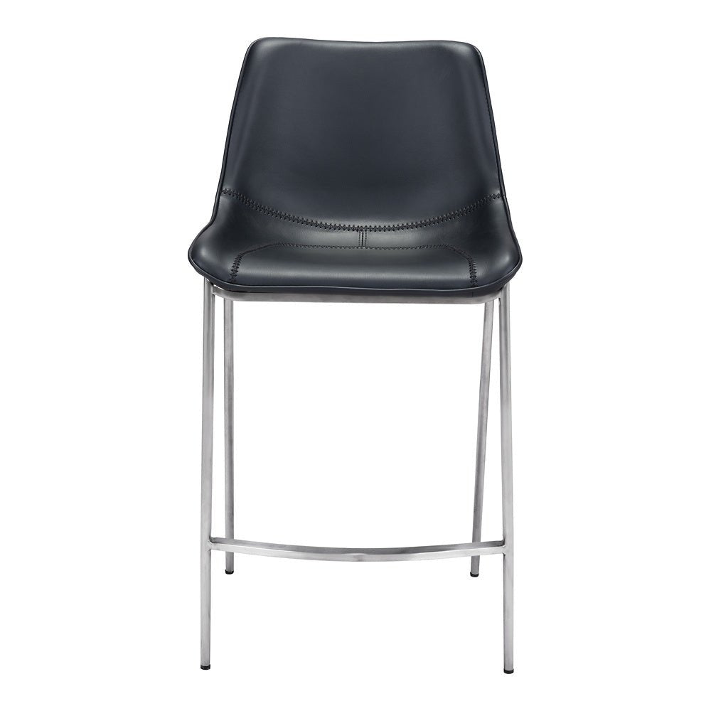 Banco Mostrador para Bar y Barra - ZUO MAGNUS 53x55 101409 - Varios Colores - Asiento y Respaldo Tapizados en Piel Sintética - 101409 - Zuo - NOGAL BEAT - Banco Comercial