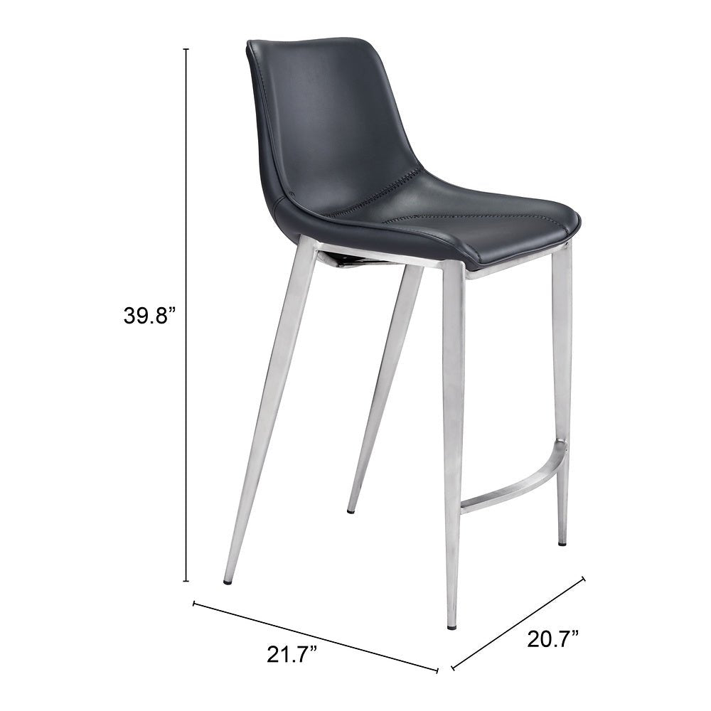 Banco Mostrador para Bar y Barra - ZUO MAGNUS 53x55 101409 - Varios Colores - Asiento y Respaldo Tapizados en Piel Sintética - 101409 - Zuo - NOGAL BEAT - Banco Comercial