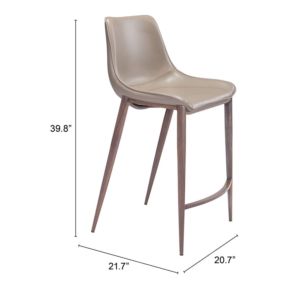 Banco Mostrador para Bar y Barra - ZUO MAGNUS 53x55 101410 - Varios Colores - Asiento y Respaldo Tapizados en Piel Sintética - 101410 - Zuo - NOGAL BEAT - Banco Comercial