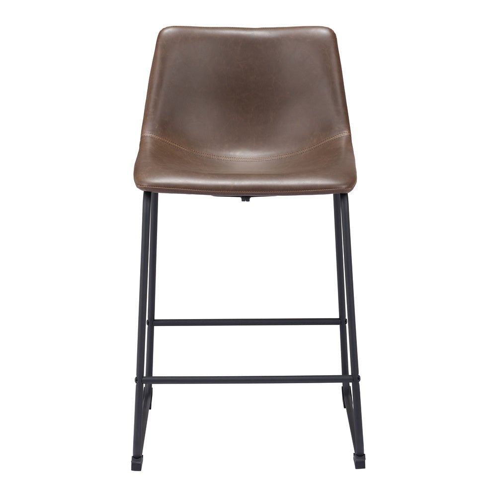 Banco Mostrador para Bar y Barra - ZUO SMART - Varios Colores - Asiento y Respaldo Tapizados en Piel Sintética - 109323 - Zuo - NOGAL BEAT - Banco Comercial