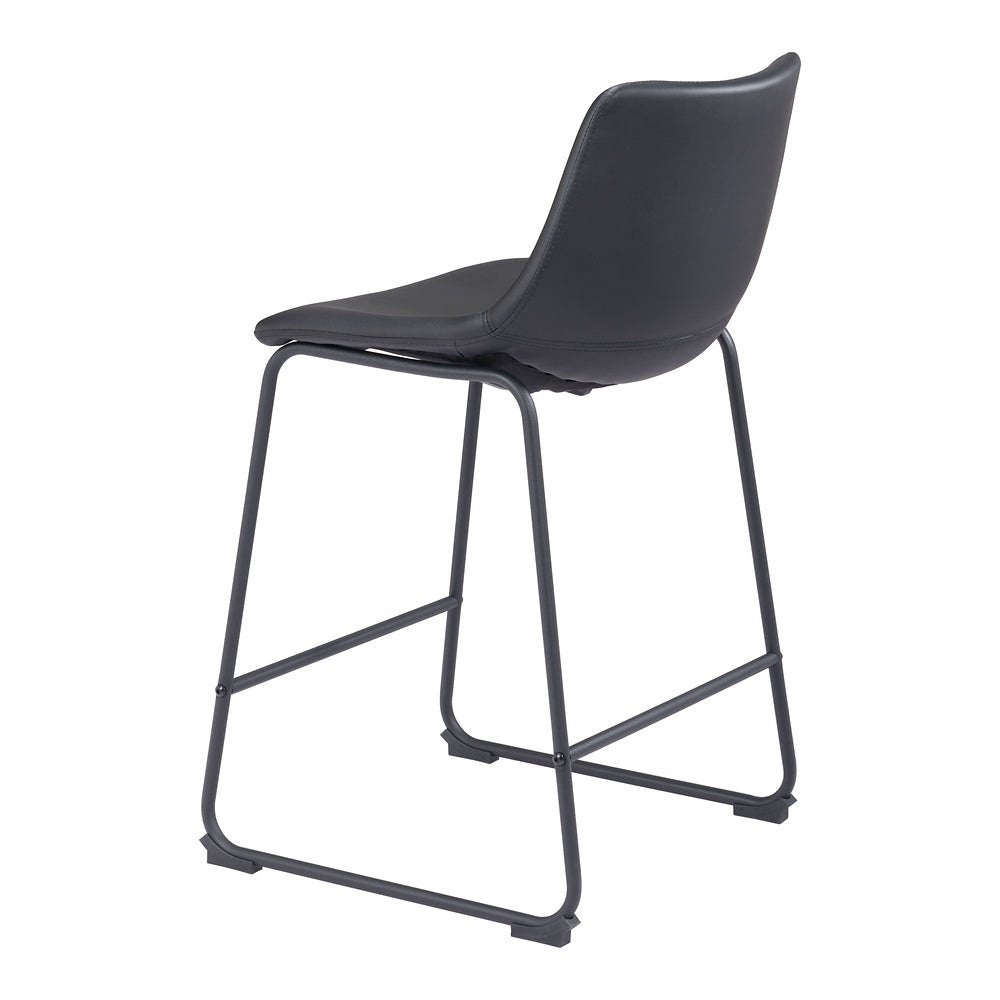 Banco Mostrador para Bar y Barra - ZUO SMART - Varios Colores - Asiento y Respaldo Tapizados en Piel Sintética - 109649 - Zuo - NOGAL BEAT - Banco Comercial