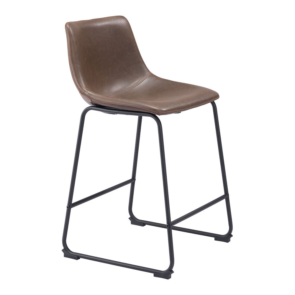 Banco Mostrador para Bar y Barra - ZUO SMART - Varios Colores - Asiento y Respaldo Tapizados en Piel Sintética - 109323 - Zuo - NOGAL BEAT - Banco Comercial