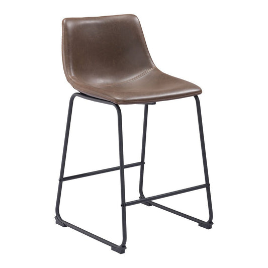 Banco Mostrador para Bar y Barra - ZUO SMART - Varios Colores - Asiento y Respaldo Tapizados en Piel Sintética - 109323 - Zuo - NOGAL BEAT - Banco Comercial