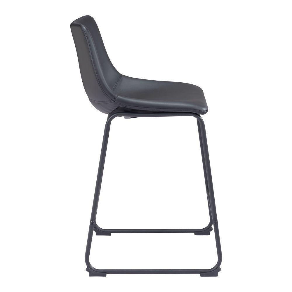 Banco Mostrador para Bar y Barra - ZUO SMART - Varios Colores - Asiento y Respaldo Tapizados en Piel Sintética - 109649 - Zuo - NOGAL BEAT - Banco Comercial