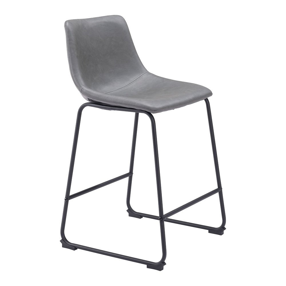 Banco Mostrador para Bar y Barra - ZUO SMART - Varios Colores - Asiento y Respaldo Tapizados en Piel Sintética - 109324 - Zuo - NOGAL BEAT - Banco Comercial