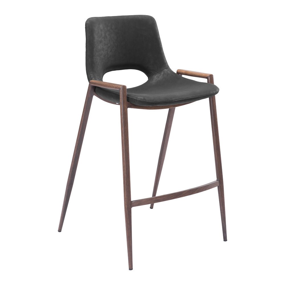 Banco Mostrador para Barra de Hotel - ZUO DESI 52x53 101691 - Varios Colores - Asiento y Respaldo Tapizados en Piel Sintética - 101691 - Zuo - NOGAL BEAT - Banco Comercial
