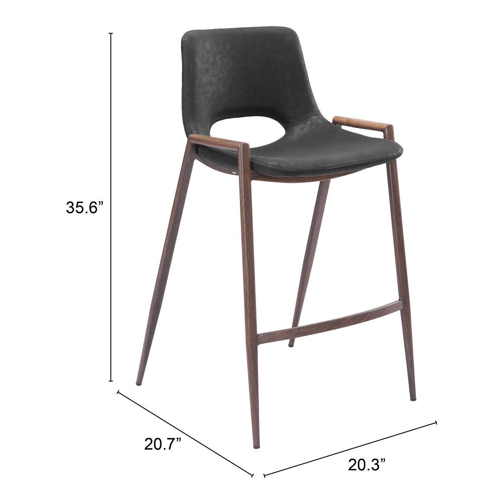 Banco Mostrador para Barra de Hotel - ZUO DESI 52x53 101691 - Varios Colores - Asiento y Respaldo Tapizados en Piel Sintética - 101691 - Zuo - NOGAL BEAT - Banco Comercial
