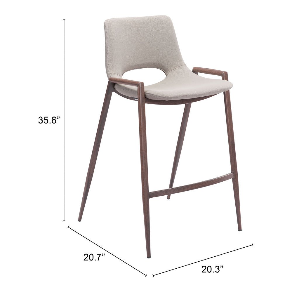Banco Mostrador para Barra de Hotel - ZUO DESI 52x53 101693 - Varios Colores - Asiento y Respaldo Tapizados en Piel Sintética - 101693 - Zuo - NOGAL BEAT - Banco Comercial