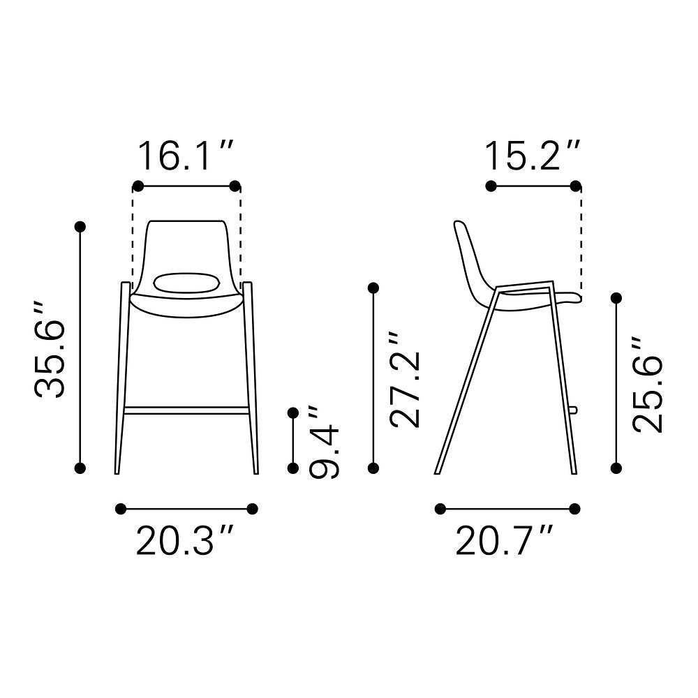 Banco Mostrador para Barra de Hotel - ZUO DESI 52x53 109069 - Varios Colores - Asiento y Respaldo Tapizados en Piel Sintética - 109069 - Zuo - NOGAL BEAT - Banco Comercial