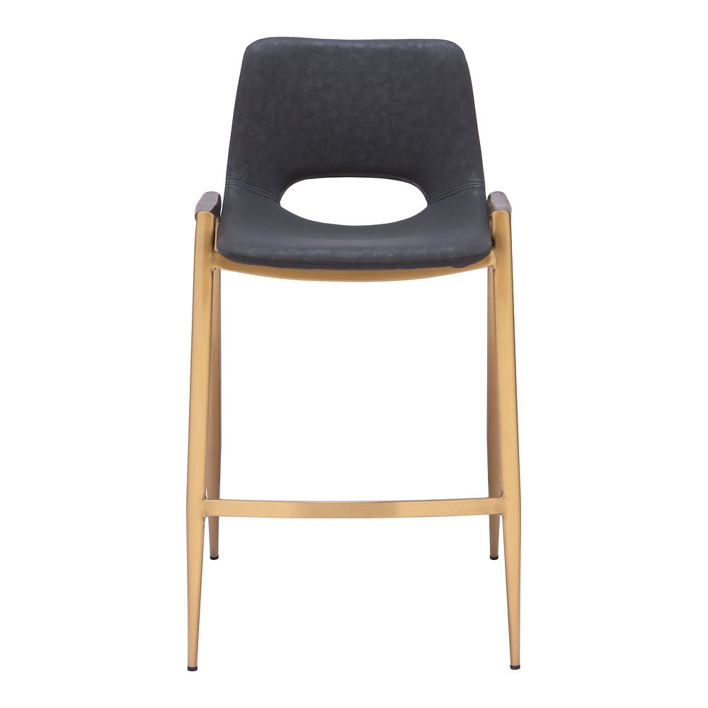 Banco Mostrador para Barra de Hotel - ZUO DESI 52x53 109552 - Varios Colores - Asiento y Respaldo Tapizados en Piel Sintética - 109552 - Zuo - NOGAL BEAT - Banco Comercial