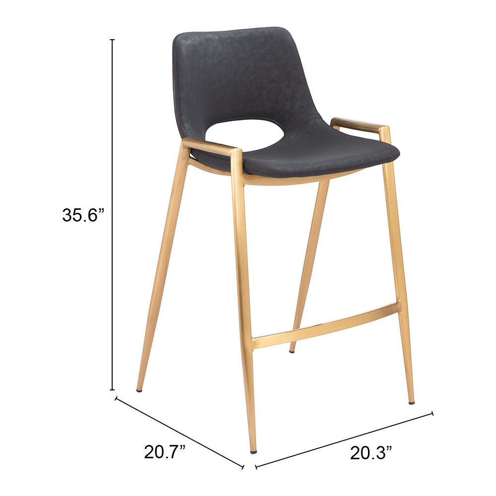Banco Mostrador para Barra de Hotel - ZUO DESI 52x53 109552 - Varios Colores - Asiento y Respaldo Tapizados en Piel Sintética - 109552 - Zuo - NOGAL BEAT - Banco Comercial