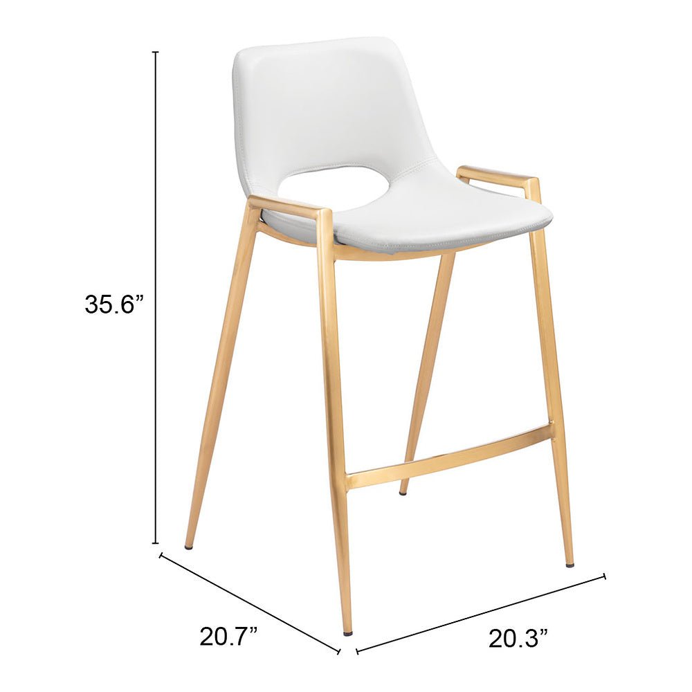 Banco Mostrador para Barra de Hotel - ZUO DESI 52x53 109553 - Varios Colores - Asiento y Respaldo Tapizados en Piel Sintética - 109553 - Zuo - NOGAL BEAT - Banco Comercial