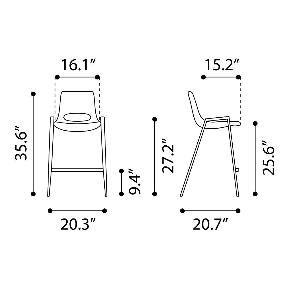 Banco Mostrador para Barra de Hotel - ZUO DESI 52x53 109733 - Varios Colores - Asiento y Respaldo Tapizados en Piel Sintética - 109733 - Zuo - NOGAL BEAT - Banco Comercial