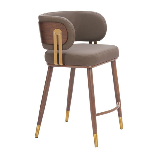 Banco Mostrador para Bistró - ZUO BREW - Varios Colores - Asiento y Respaldo Tapizados en Piel Sintética - 110825 - Zuo - NOGAL BEAT - Banco Comercial