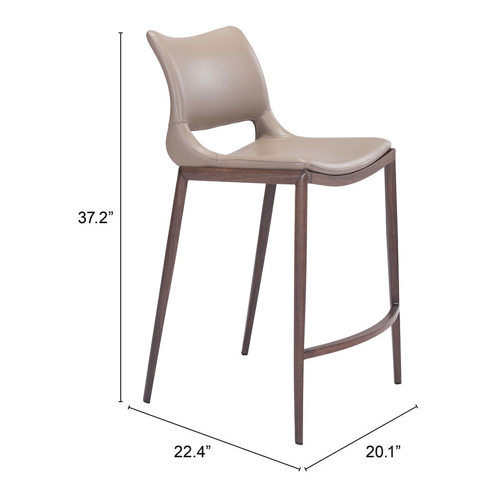 Banco Mostrador para Cafetería - ZUO ACE 51x57 101392 - Varios Colores - Asiento y Respaldo Tapizados en Piel Sintética - 101392 - Zuo - NOGAL BEAT - Banco Comercial