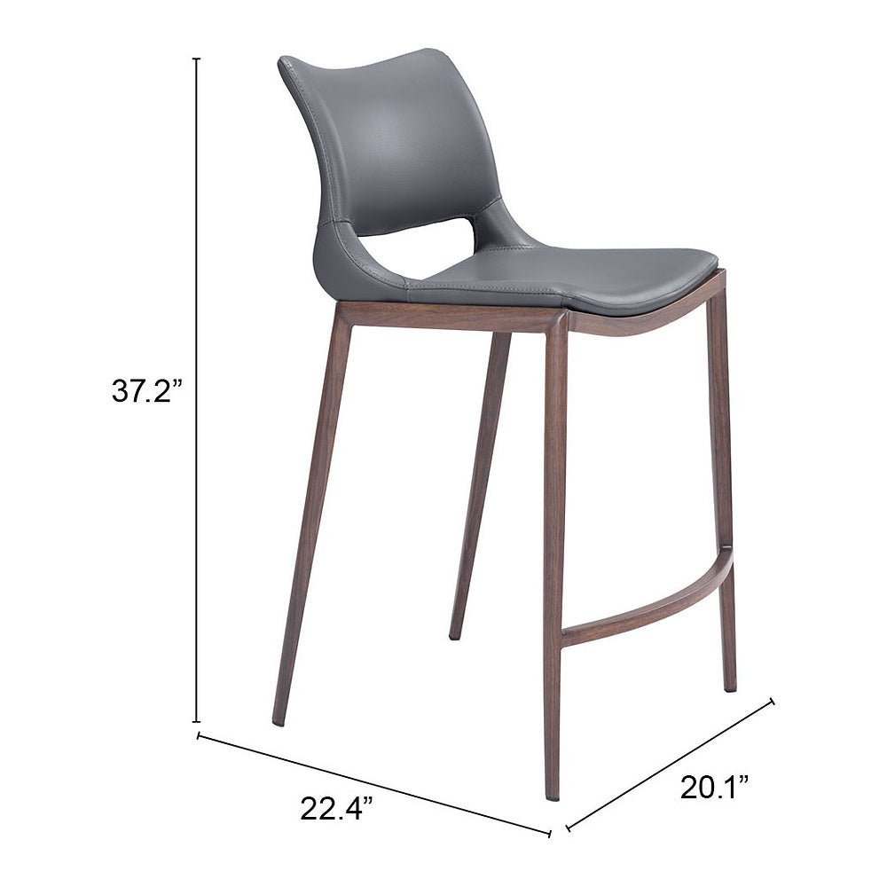 Banco Mostrador para Cafetería - ZUO ACE 51x57 109390 - Varios Colores - Asiento y Respaldo Tapizados en Piel Sintética - 109390 - Zuo - NOGAL BEAT - Banco Comercial