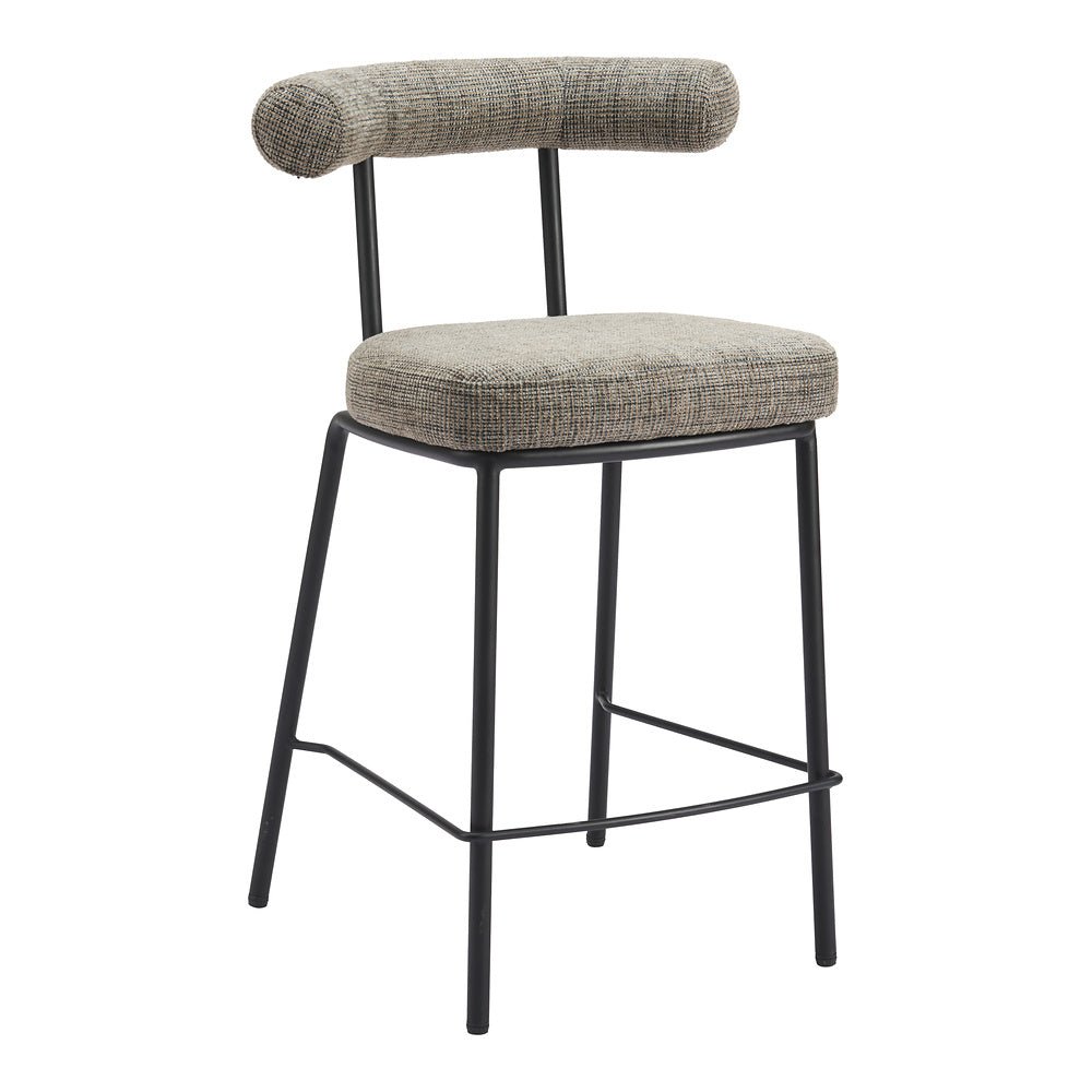 Banco Mostrador para Cafetería - ZUO KEDE - Verde Tweed - Asiento y Respaldo Tapizados - 110099 - Zuo - NOGAL BEAT - Banco Comercial