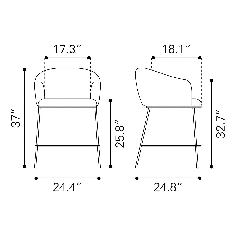Banco Mostrador para Cantina - ZUO ESSEN - Varios Colores - Asiento y Respaldo Tapizados en Tejido Texturizado - 109809 - Zuo - NOGAL BEAT - Banco Comercial