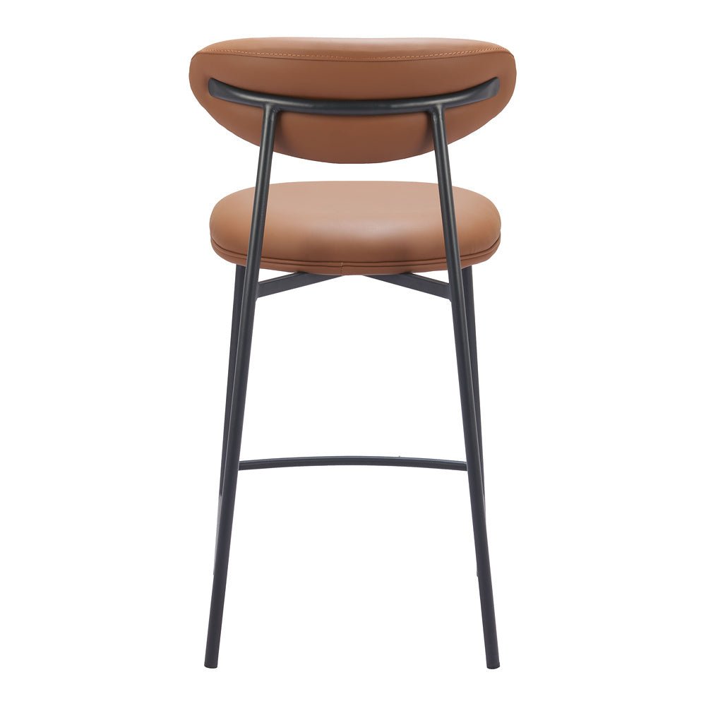 Banco Mostrador para Cantina - ZUO RORUN - Café - Asiento y Respaldo Tapizados en Piel Sintética - 110337 - Zuo - NOGAL BEAT - Banco Comercial