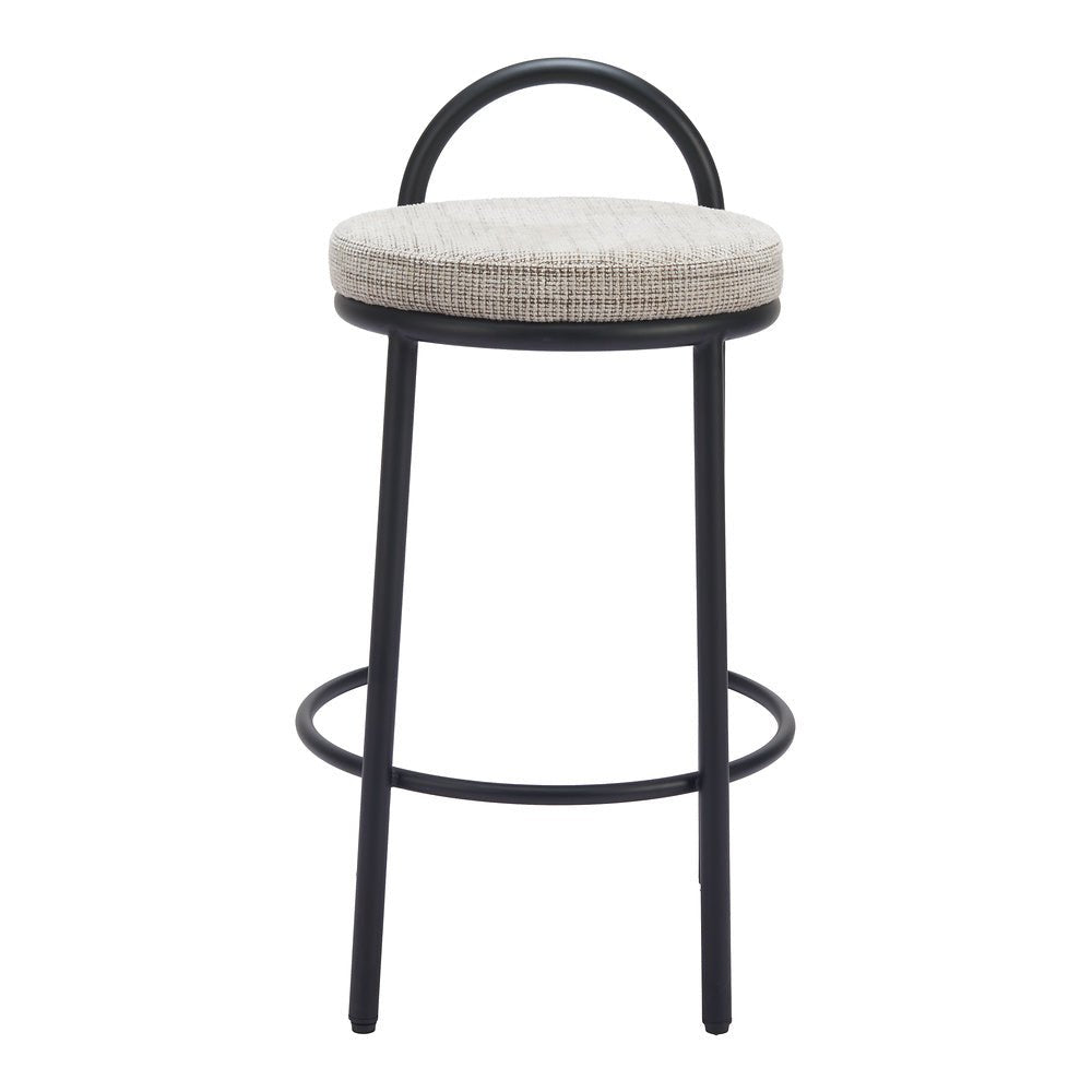 Banco Mostrador para Comedor de Empresa - ZUO SISAL - Beige Tweed - Asiento y Respaldo Tapizados - 110096 - Zuo - NOGAL BEAT - Banco Comercial
