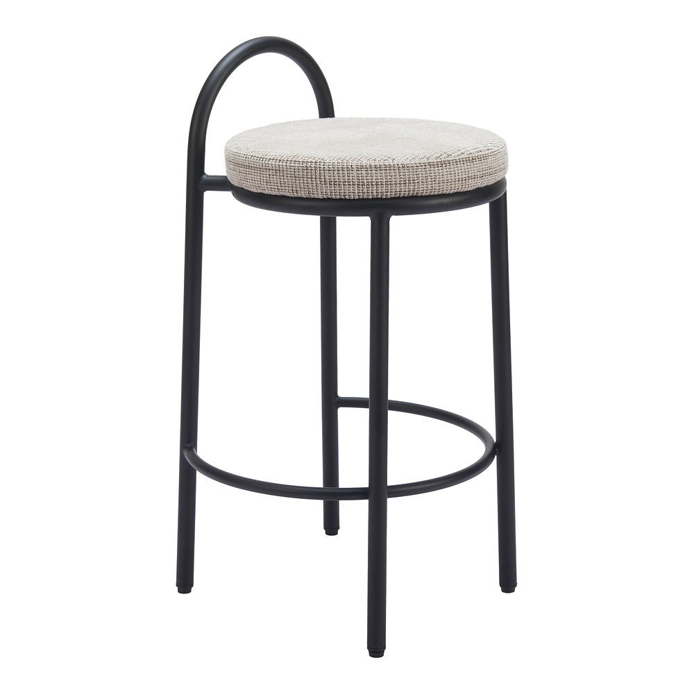 Banco Mostrador para Comedor de Empresa - ZUO SISAL - Beige Tweed - Asiento y Respaldo Tapizados - 110096 - Zuo - NOGAL BEAT - Banco Comercial