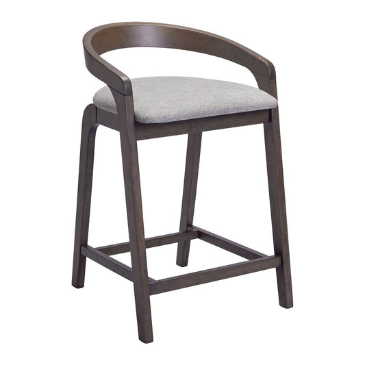 Banco Mostrador para Comedor de Empresa - ZUO TROY - Varios Colores - Asiento y Respaldo Tapizados en Lino Sintético - 110399 - Zuo - NOGAL BEAT - Banco Comercial
