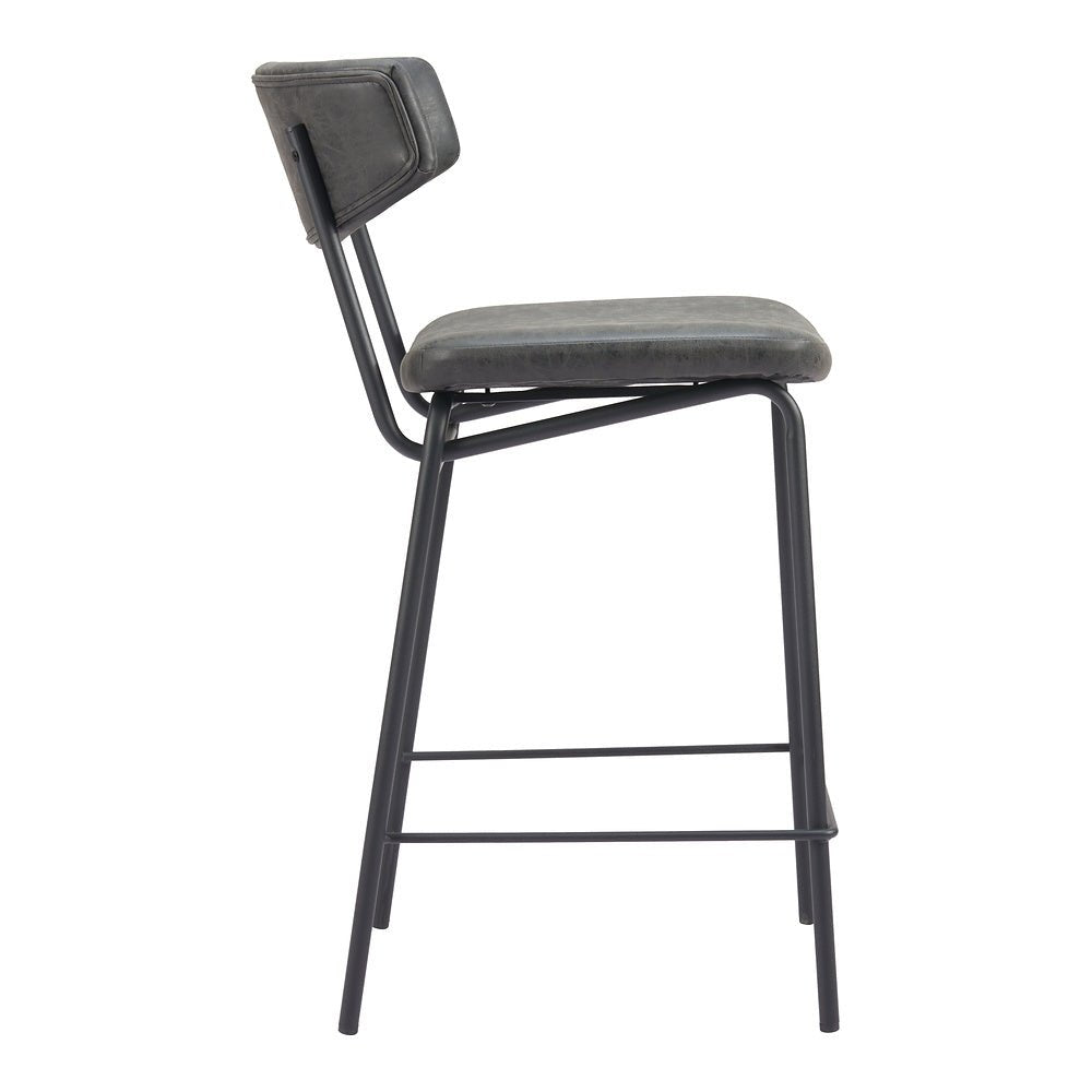 Banco Mostrador para Pub - ZUO CHARON - Varios Colores - Asiento y Respaldo Tapizados en Piel Sintética - 110263 - Zuo - NOGAL BEAT - Banco Comercial