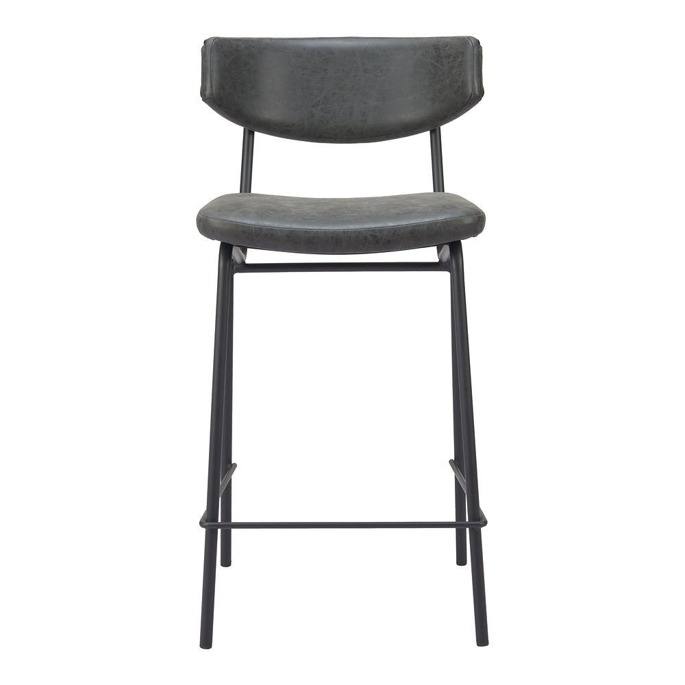 Banco Mostrador para Pub - ZUO CHARON - Varios Colores - Asiento y Respaldo Tapizados en Piel Sintética - 110263 - Zuo - NOGAL BEAT - Banco Comercial