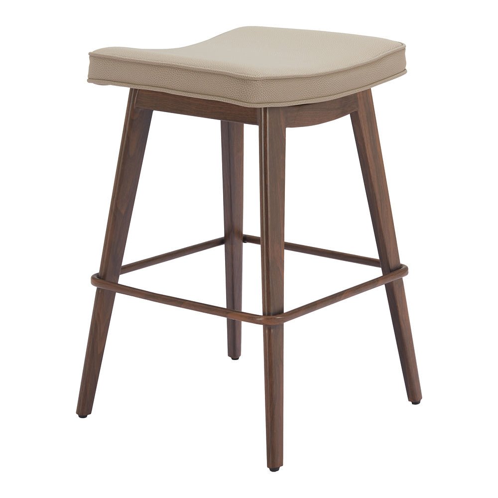 Banco Mostrador para Restaurante - ZUO DIVAT - Varios Colores - Asiento y Respaldo Tapizados en Piel Sintética - 110331 - Zuo - NOGAL BEAT - Banco Comercial