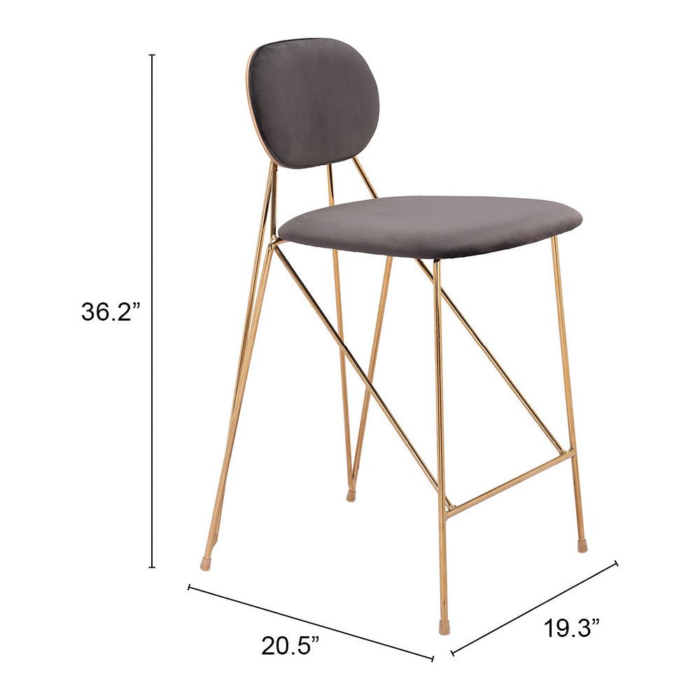 Banco Mostrador para Restaurante - ZUO GEORGES - Varios Colores - Asiento y Respaldo Tapizados en Tela Tipo Terciopelo - 109662 - Zuo - NOGAL BEAT - Banco Comercial