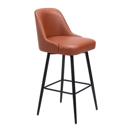 Banco para uso comercial - NOGAL BEAT KEPPEL BARSTOOL - Marrón - Tapizado en Asiento y Respaldo - 109974 - Zuo - NOGAL BEAT - Bancos