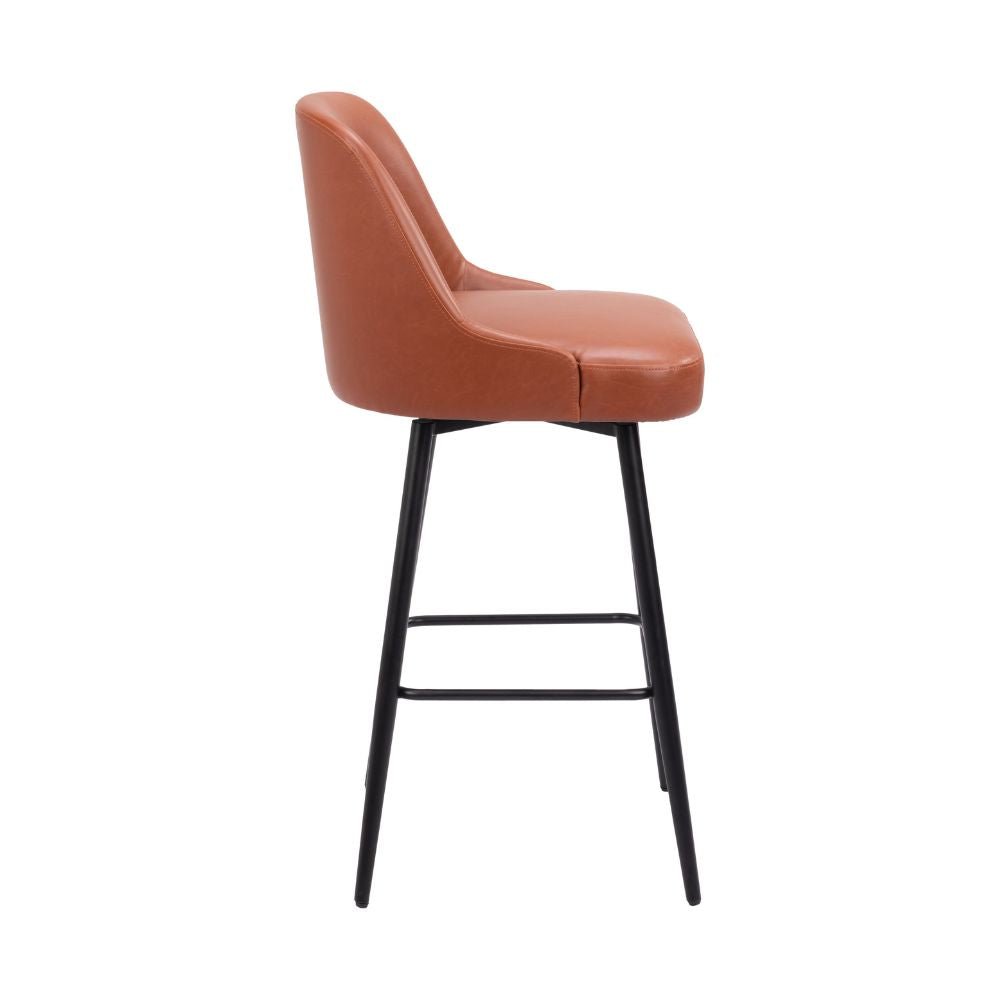 Banco para uso comercial - NOGAL BEAT KEPPEL BARSTOOL - Marrón - Tapizado en Asiento y Respaldo - 109974 - Zuo - NOGAL BEAT - Bancos