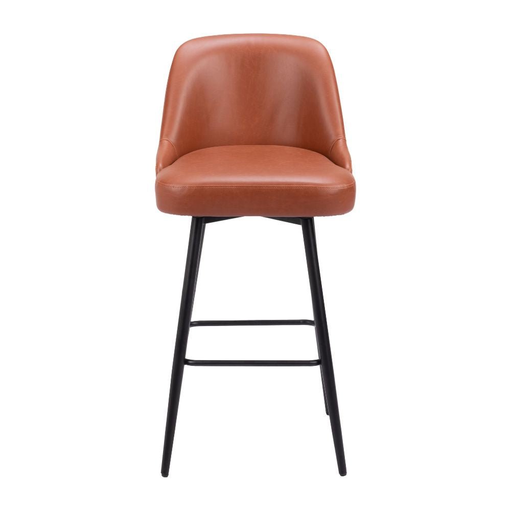 Banco para uso comercial - NOGAL BEAT KEPPEL BARSTOOL - Marrón - Tapizado en Asiento y Respaldo - 109974 - Zuo - NOGAL BEAT - Bancos